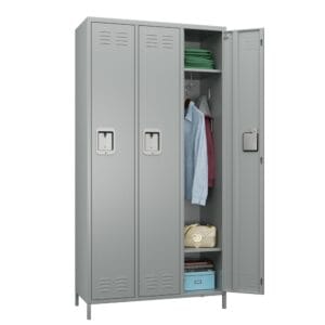 3-Door Metal Locker Storage Cabinet for Home, Gym, and Office