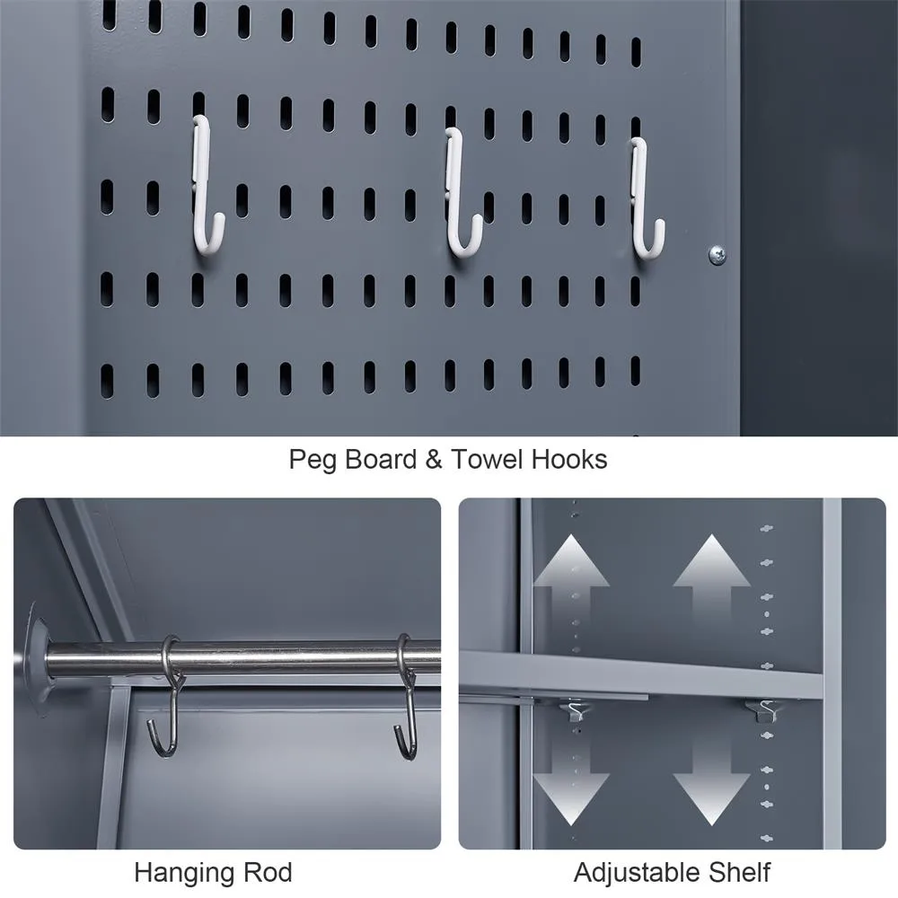 Garage Broom Closet Storage Cabinet with Locking Doors - Image 13