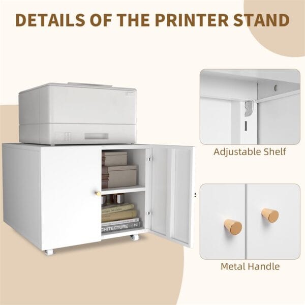 Printer Stand with Storage and Wheels – Perfect for Office Organization - Image 7